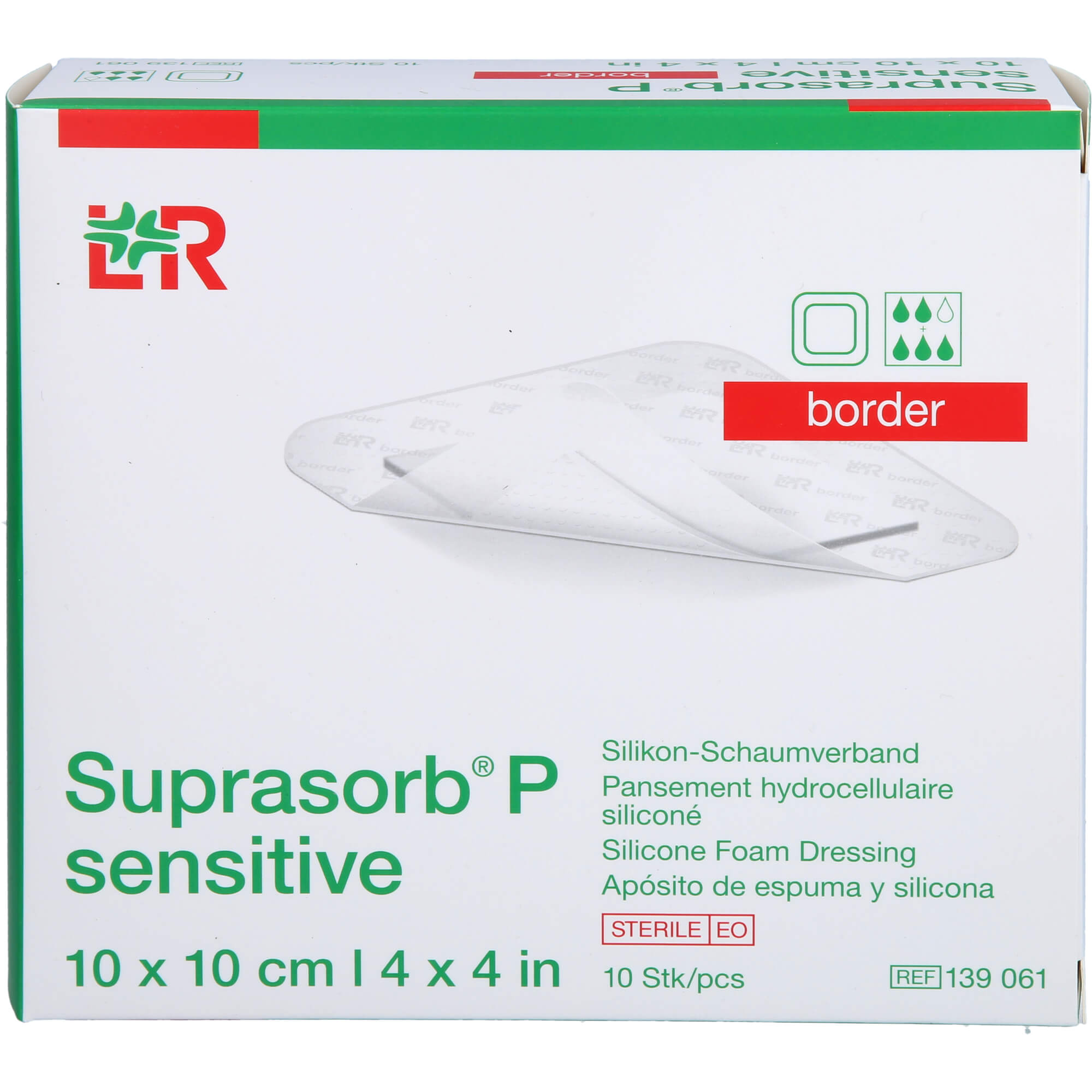 SUPRASORB P sensitive PU-Schaumv.border 10x10cm