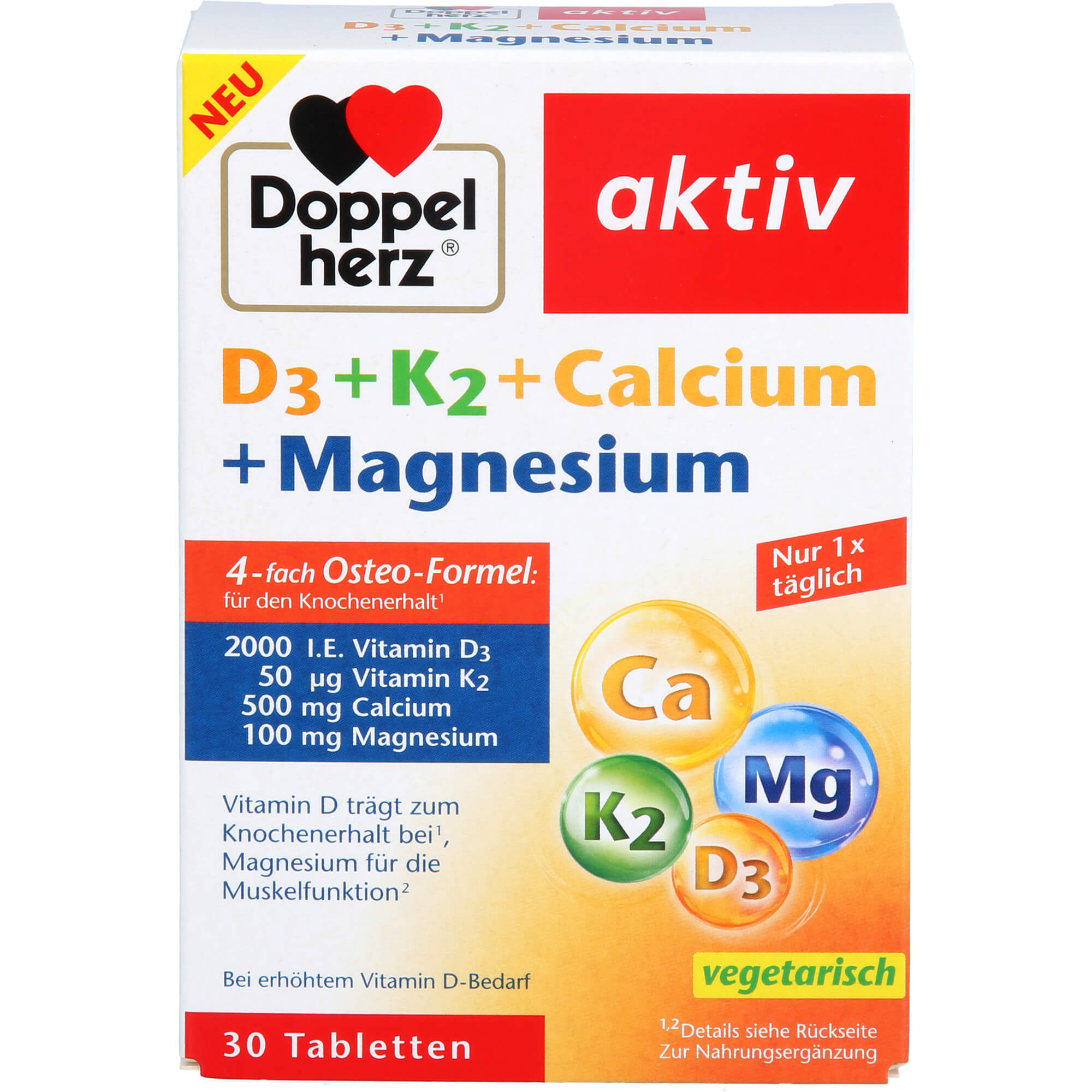 DOPPELHERZ D3+K2+Calcium+Magnesium Tabletten