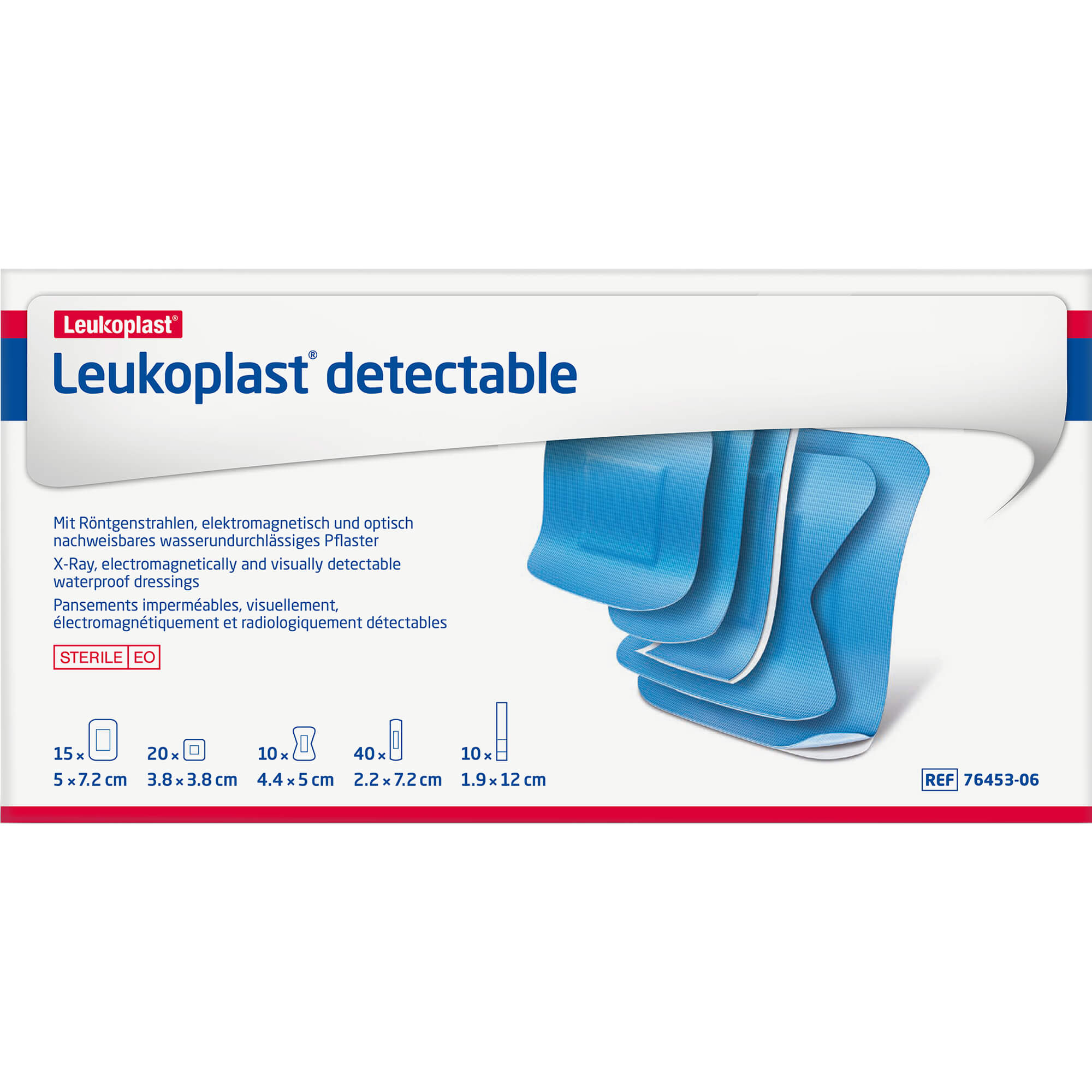 LEUKOPLAST detectable Pfl.steril Mischp.5 Grö.blau