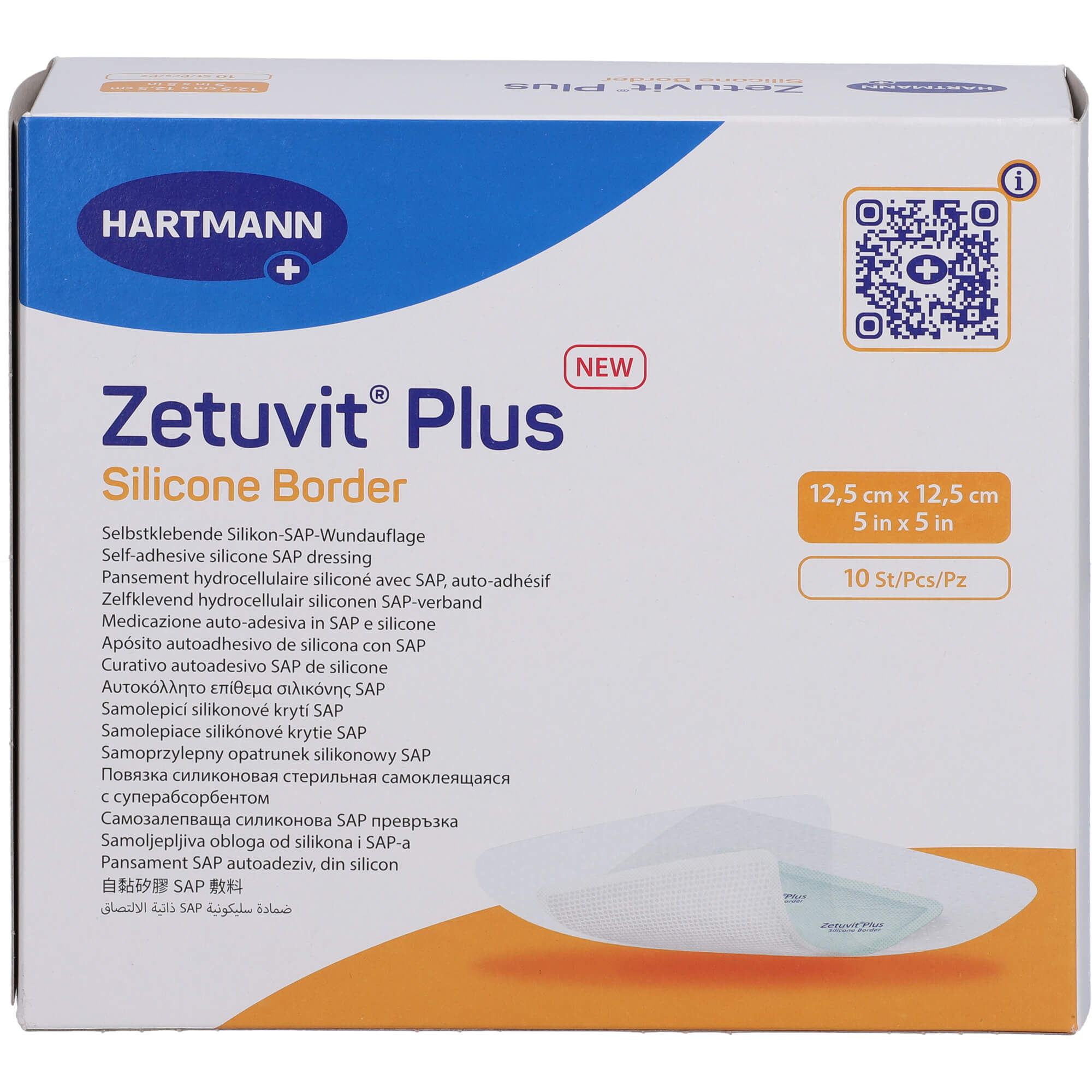 ZETUVIT Plus Silicone Border steril 12,5x12,5 cm