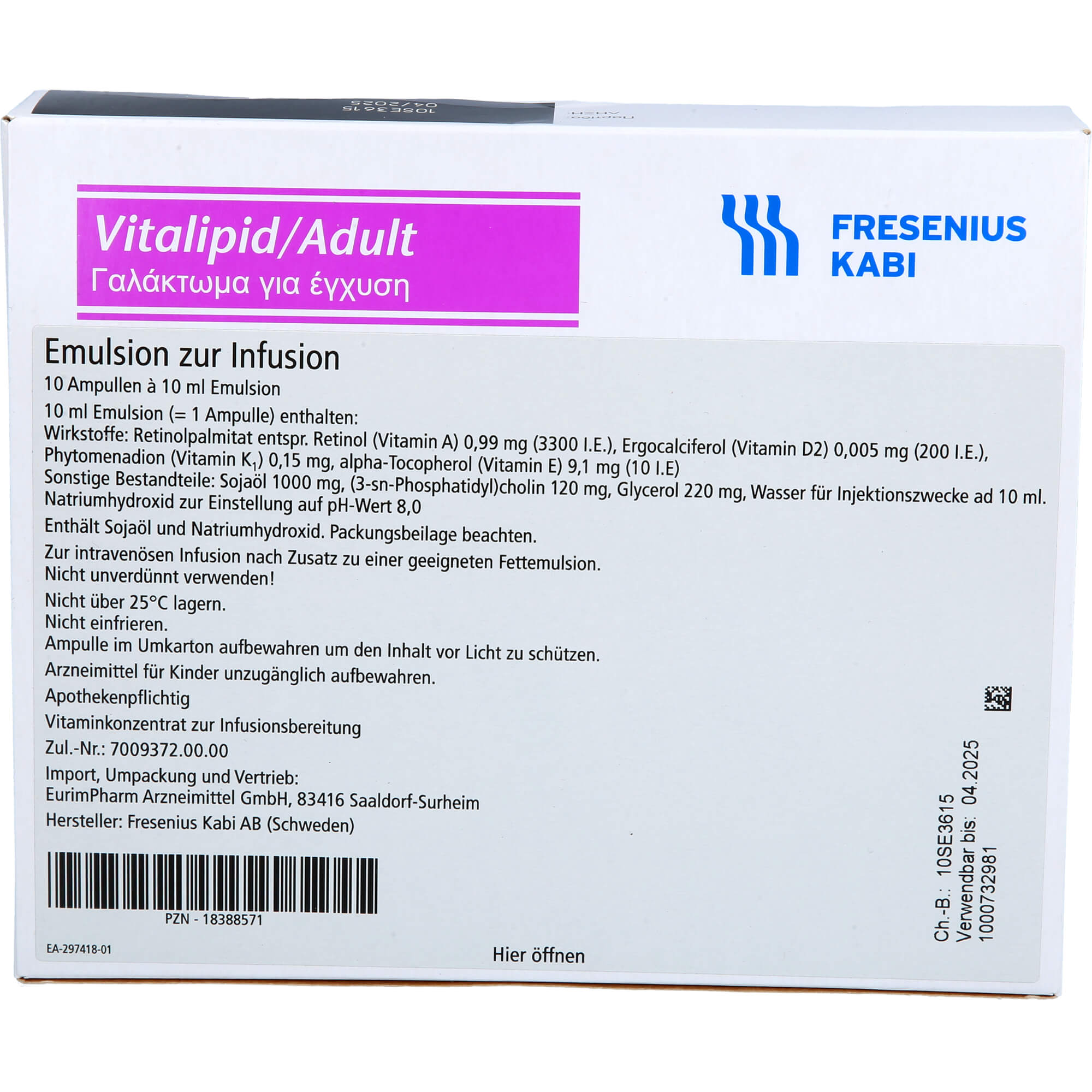 VITALIPID Adult Emulsion zur Infusion Ampullen