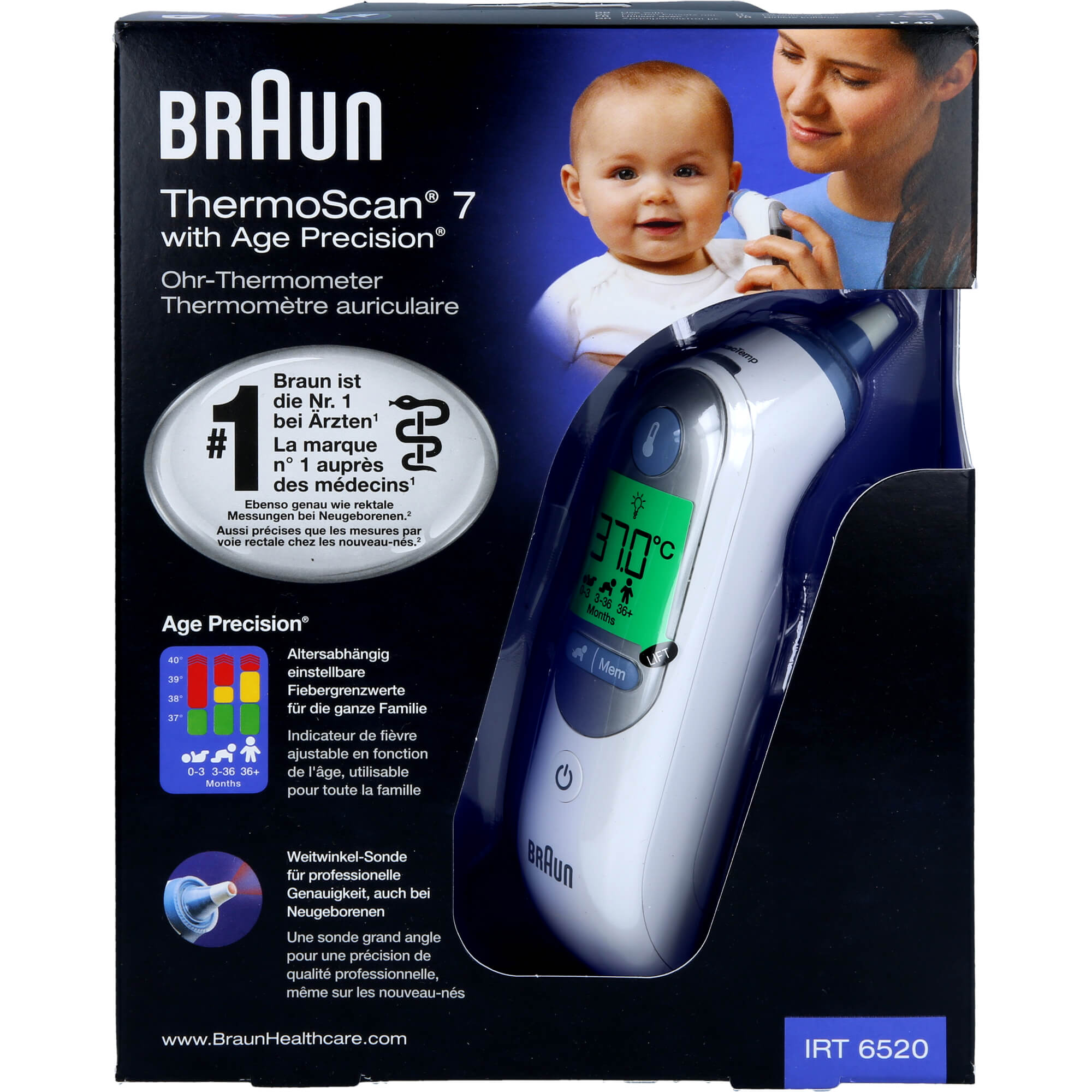 Braun ThermoScan 7 IRT6520 Infrarot-Ohrthermometer mit Age