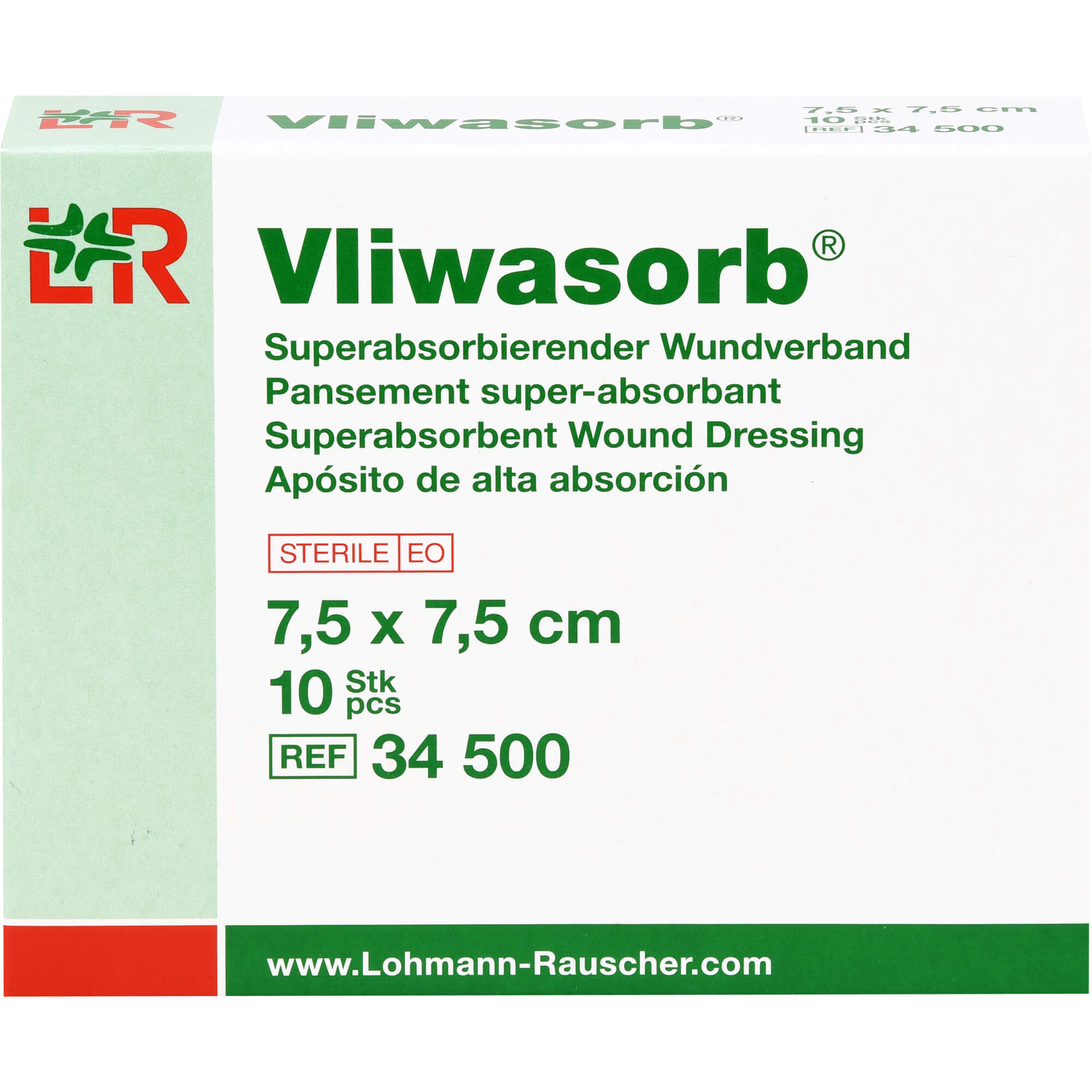 VLIWASORB superabsorb.Saugkomp.steril 7,5x7,5 cm