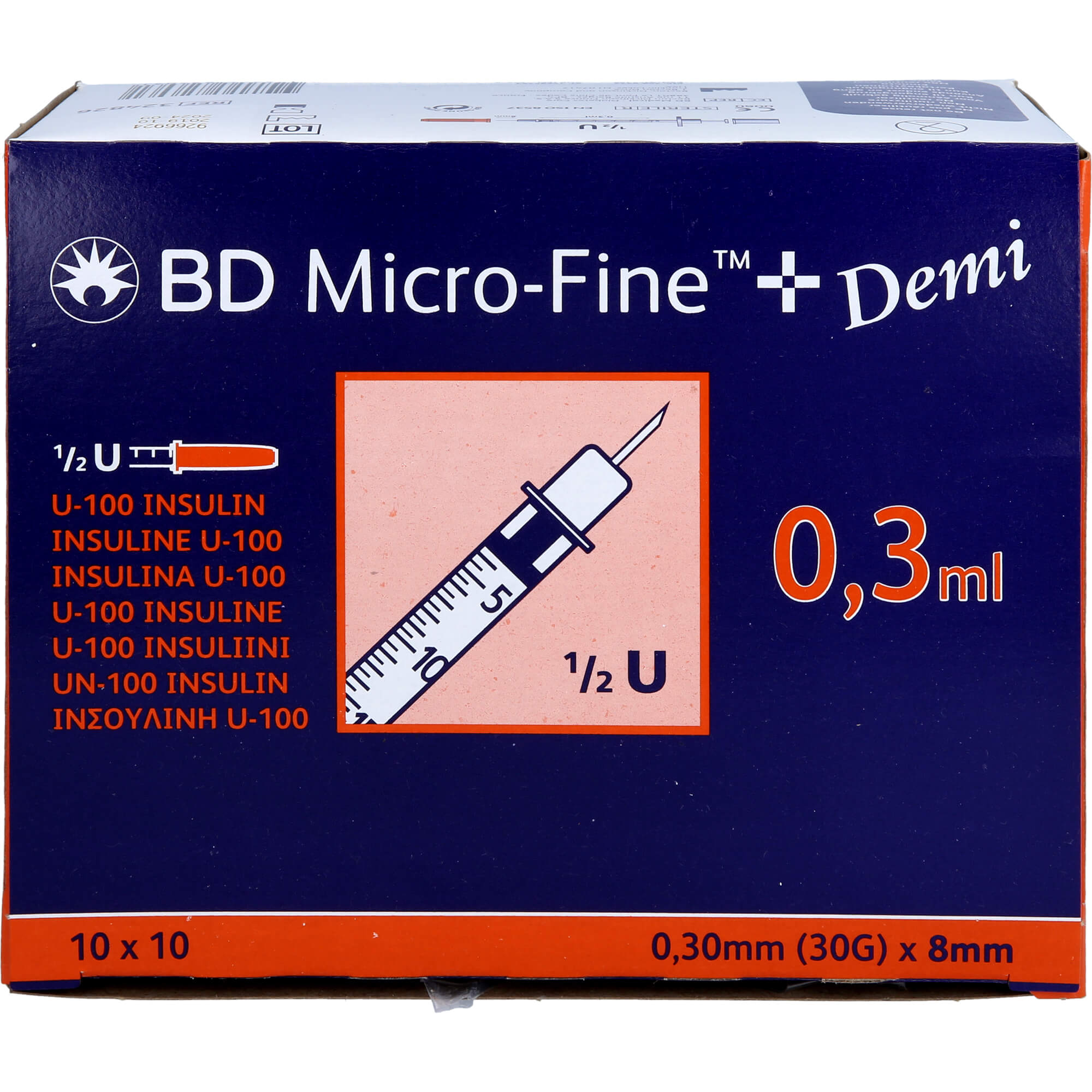 BD MICRO-FINE+ Insulinspritze 0,3 ml U100 0,3x8 mm