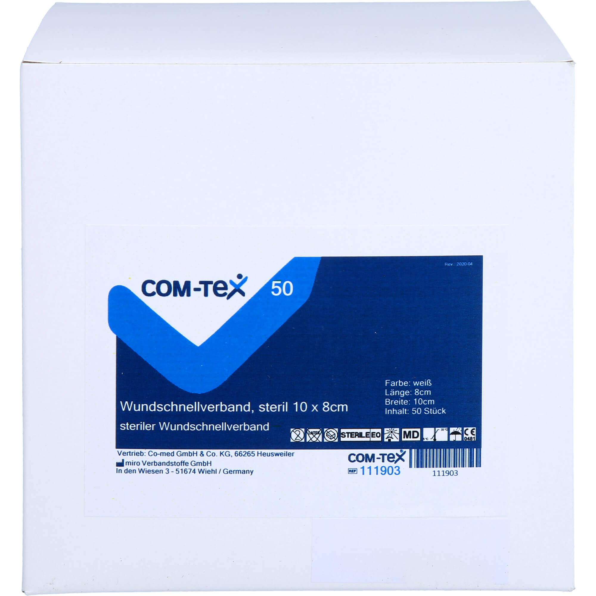 COM-TEX Plast steril Wundschnellverb.8x10 cm weiß