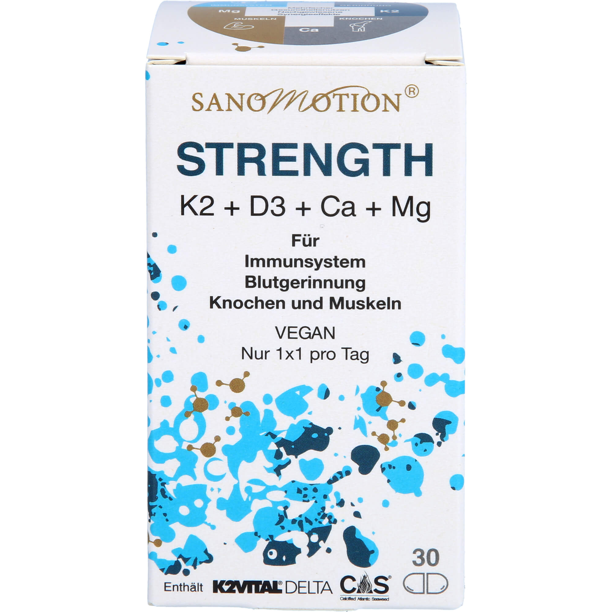 SANOMOTION STRENGTH K2+D3+Ca+Mg vegan Kapseln