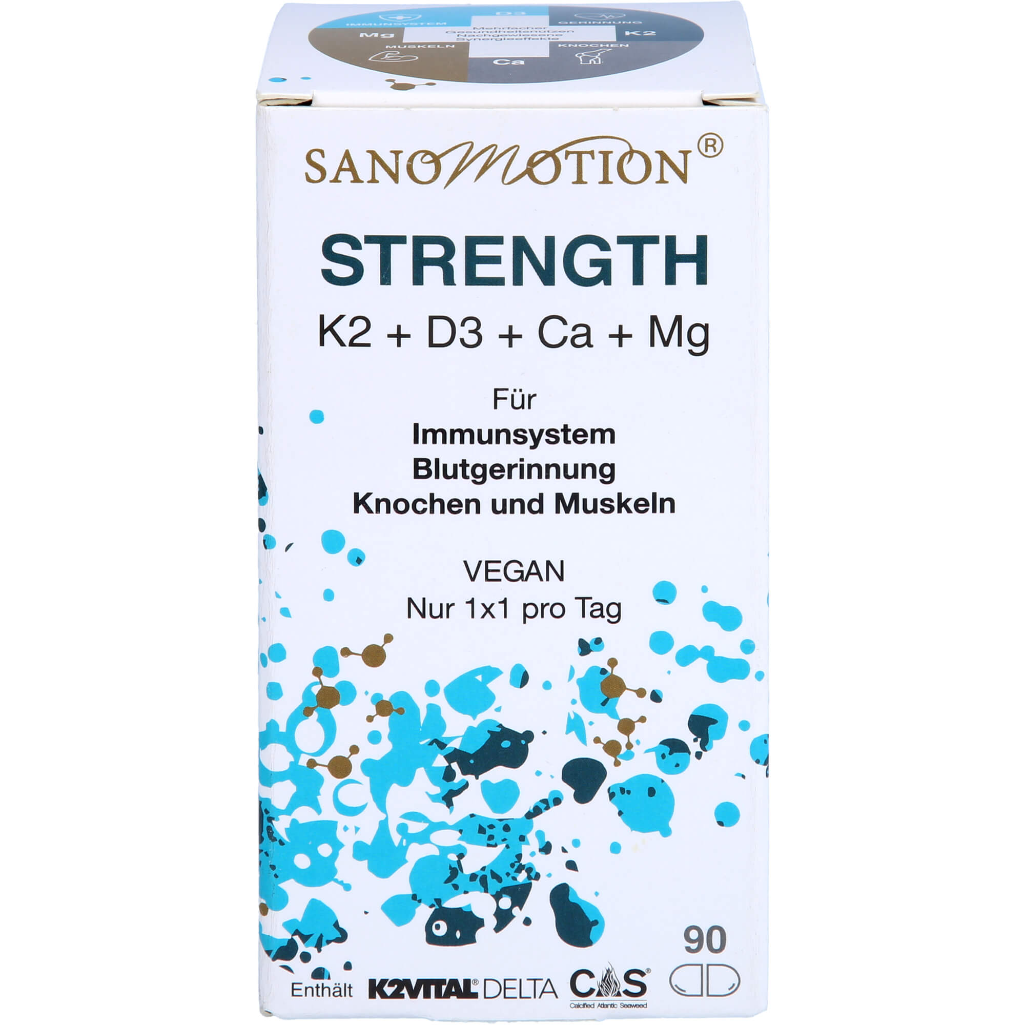SANOMOTION STRENGTH K2+D3+Ca+Mg vegan Kapseln