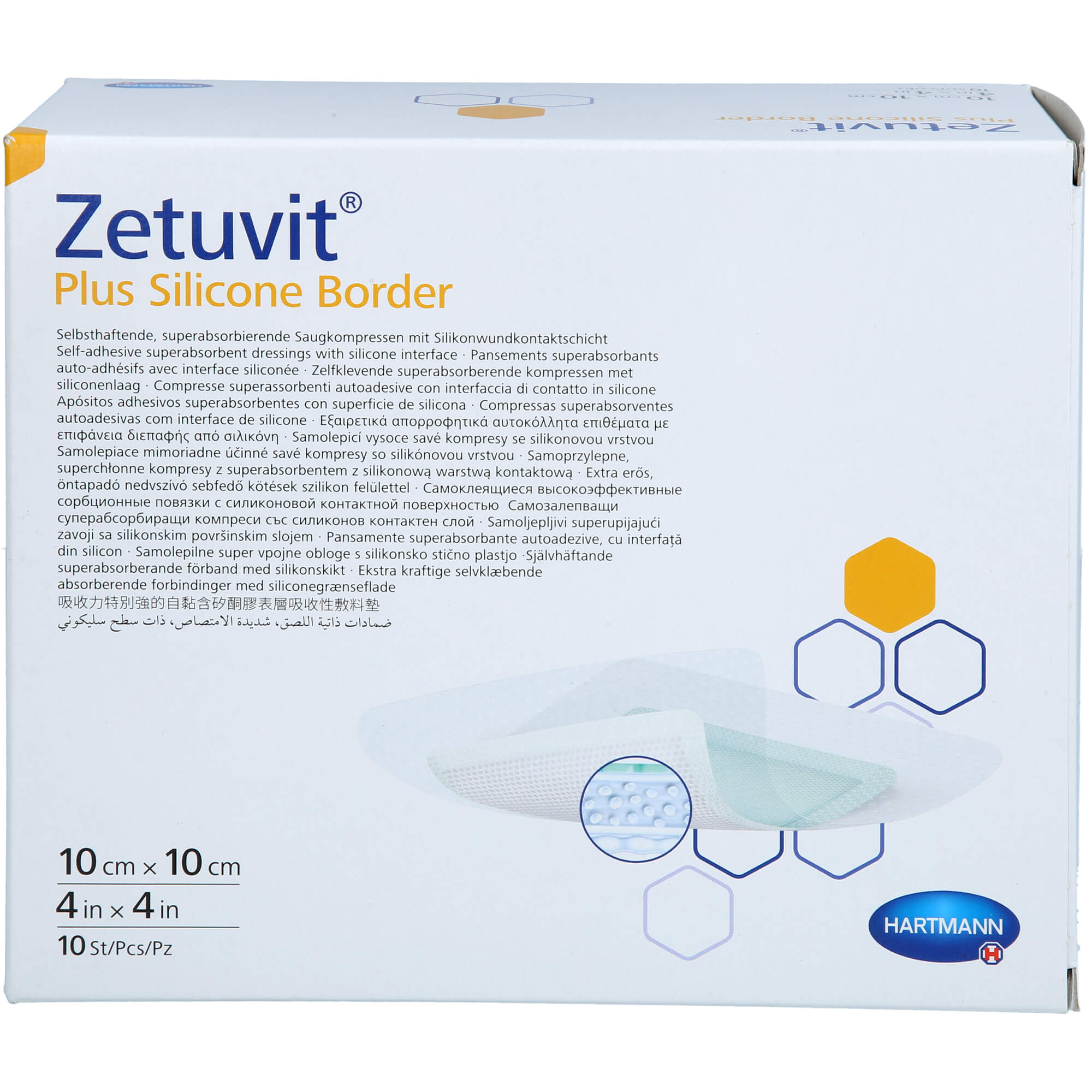 ZETUVIT Plus Silicone Border steril 10x10 cm