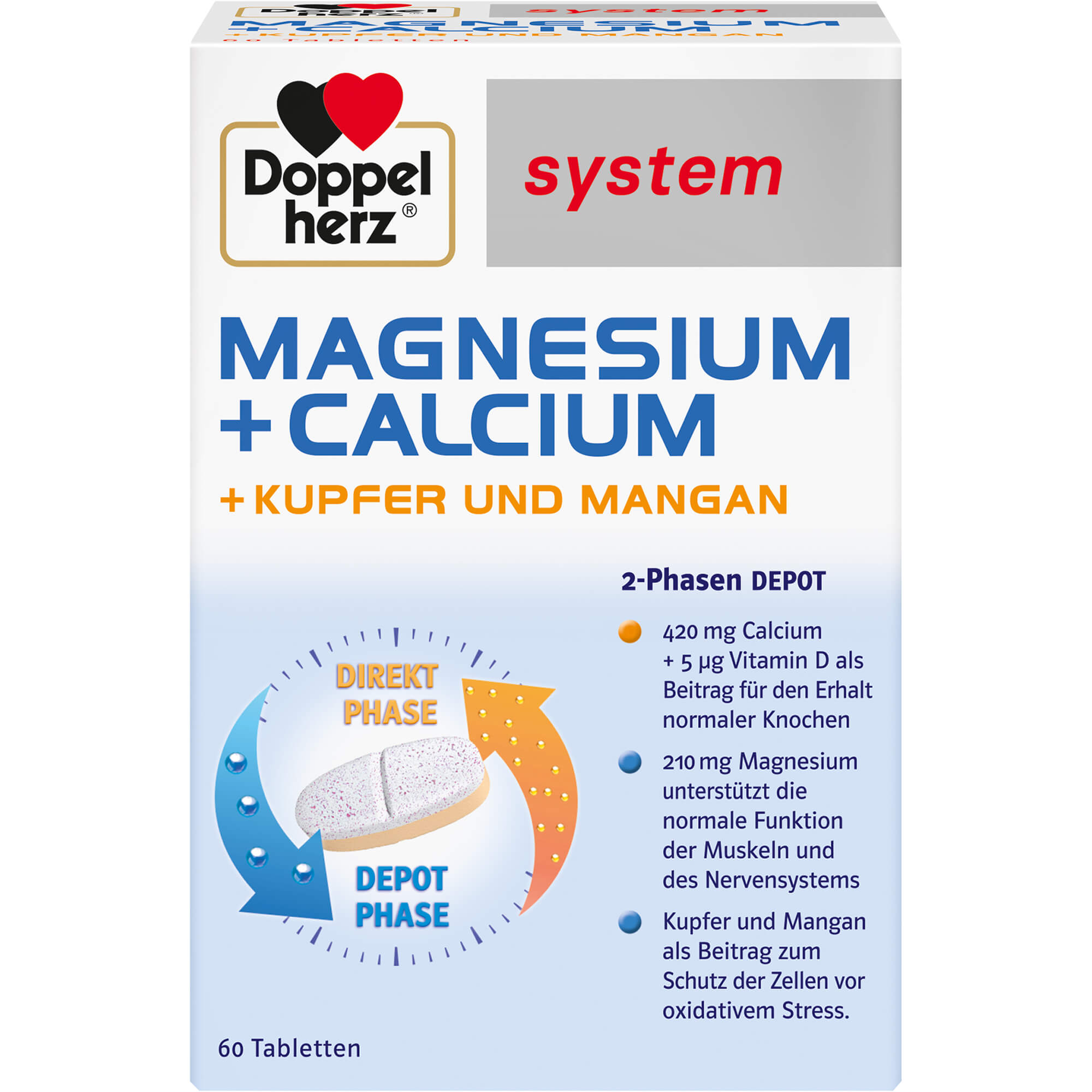 DOPPELHERZ System Magnesium+Calcium+Kupfer+Mangan 