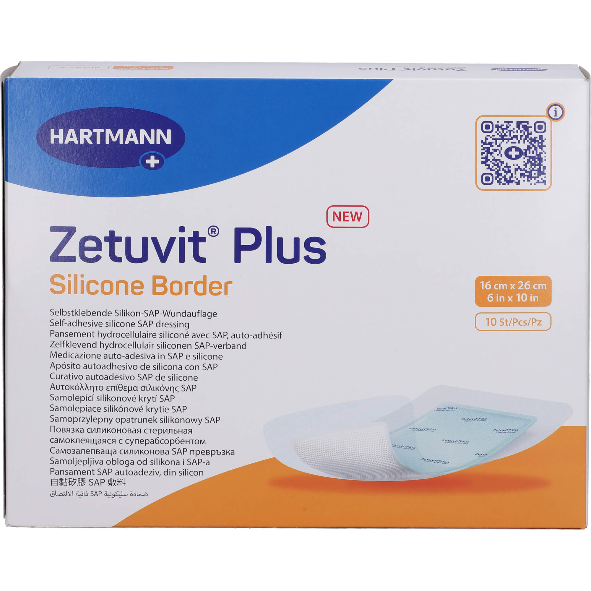 ZETUVIT Plus Silicone Border steril 16x26 cm