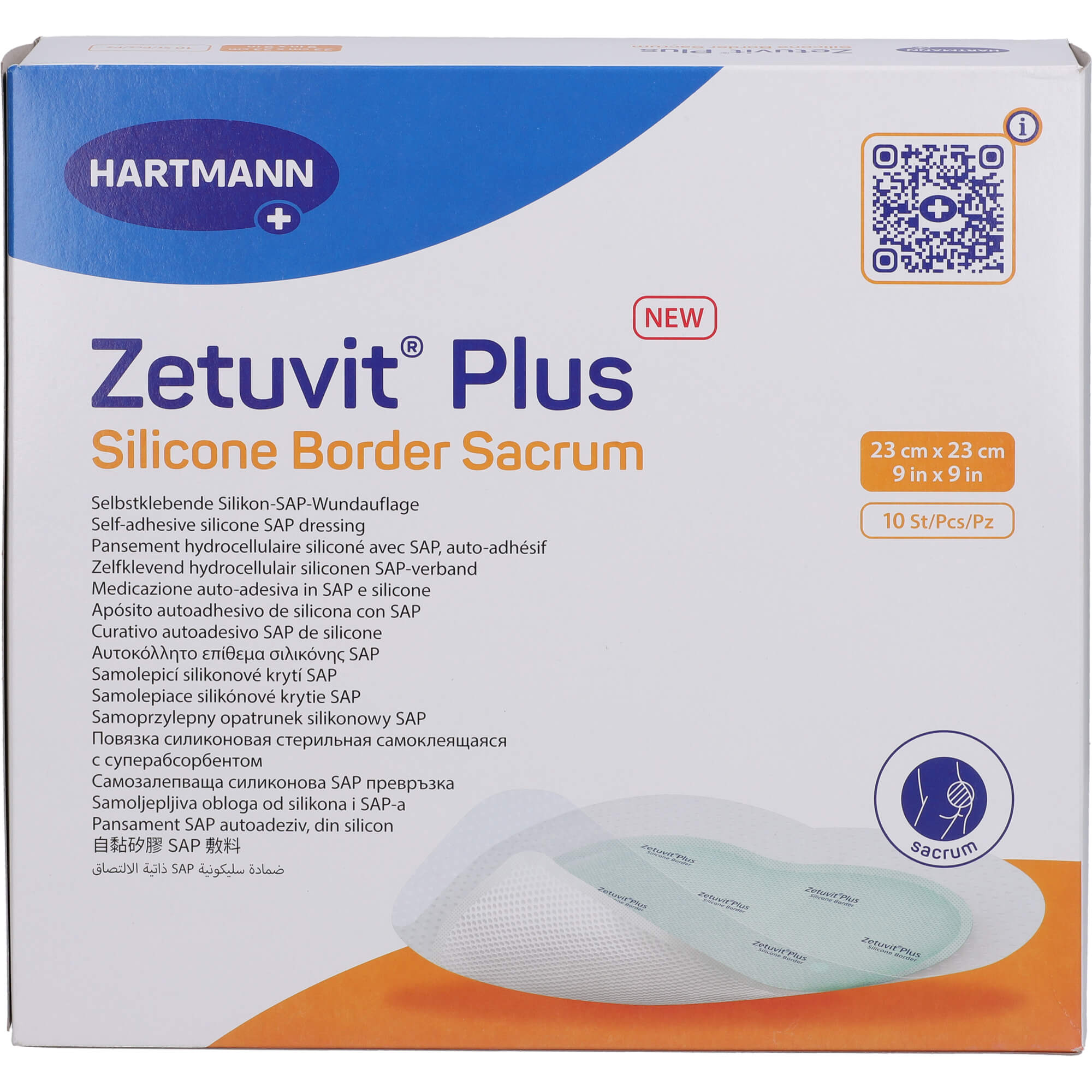 ZETUVIT Plus Silicone Border steril Sacrum 23x23cm