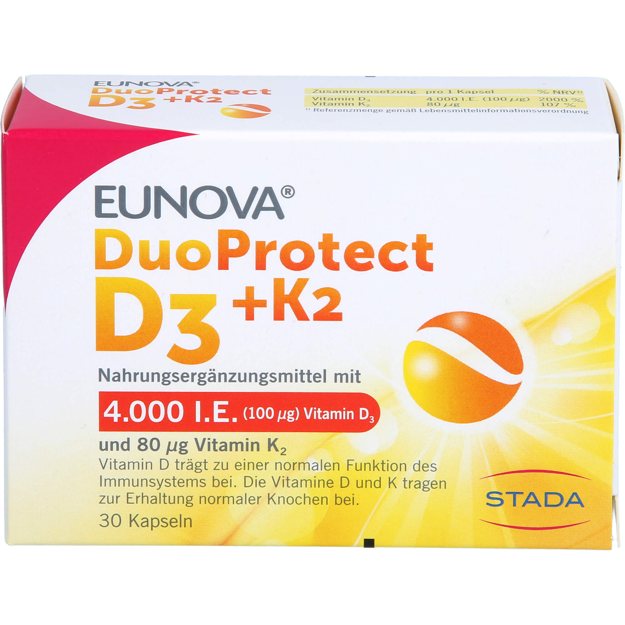 EUNOVA DuoProtect D3+K2 4000 I.E./80 µg Kapseln