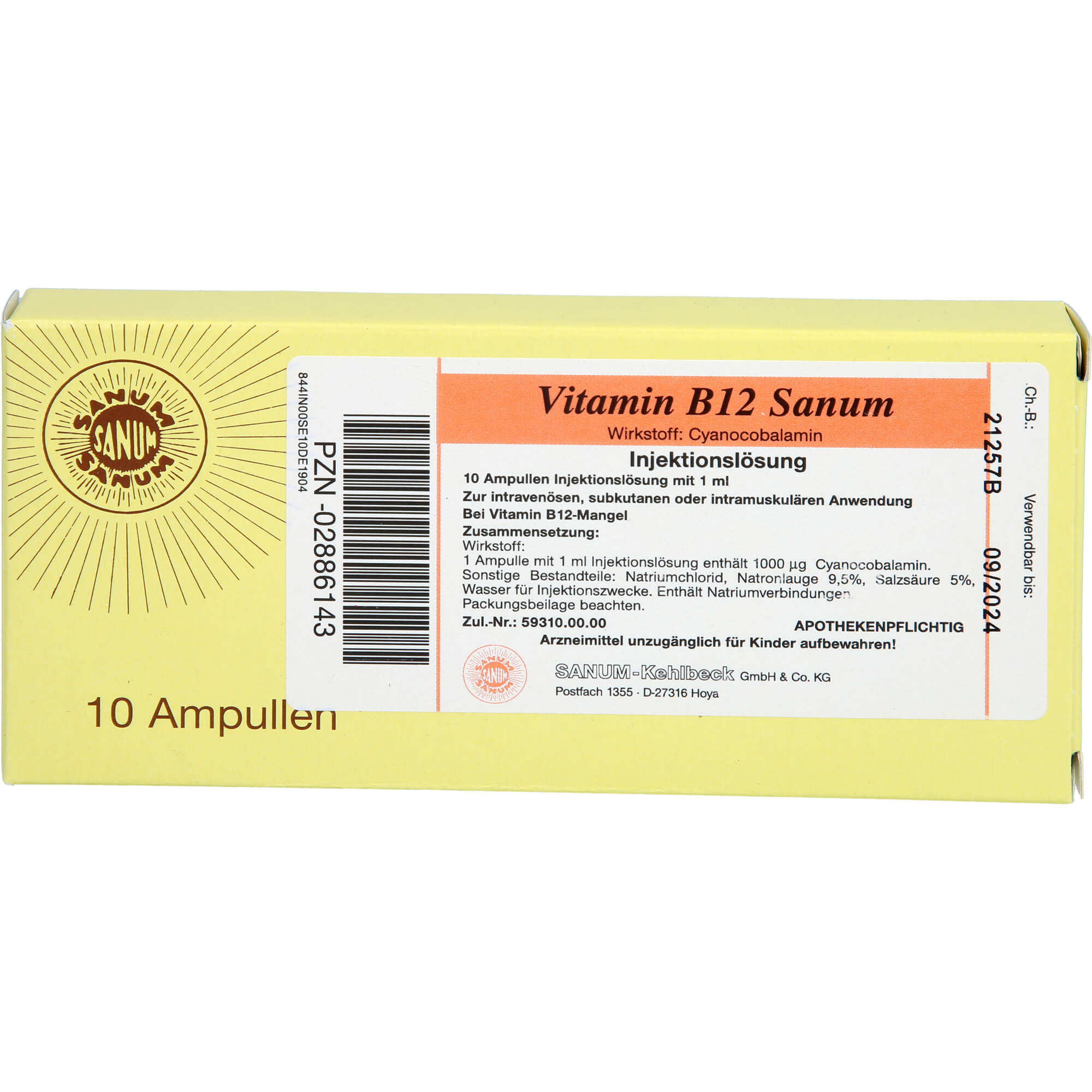 VITAMIN B12 SANUM 1.000 µg/ml Injektionslsg.Amp.