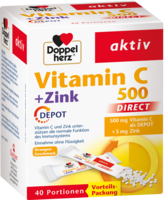 DOPPELHERZ Vitamin C 500+Zink Depot DIRECT Pellets