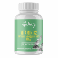 VITAMIN K2 200 µg MK-7 vegan Tabletten Jahrespack.